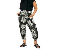Yours Curve Palm Leaf Cropped Harem Trousers - Women's - Plus Size Curve Black