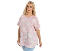 Yours Curve Palm Leaf Linen Boxy T-Shirt - Women's - Plus Size Curve