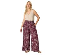 Yours Curve Palm Leaf Wide Leg Trousers - Women's - Plus Size Curve