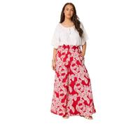 Yours Women's Palm Leaf Wide Leg Trousers in Red | Size: 22-24R Yours Red 22-24R