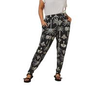 Yours Curve Palm Print Balloon Trousers - Women's - Plus Size Curve Black