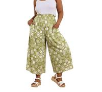 Yours Curve Palm Print Shirred Midaxi Culottes - Women's - Plus Size Curve