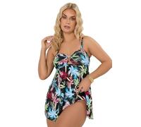 Yours Curve Palm Tree Print Bandeau Swim Dress - Women's - Plus Size Curve