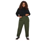 Yours Curve Paperbag Waist Cargo Trousers - Women's - Plus Size Curve Green