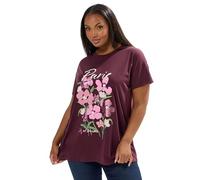 Yours Curve 'Paris' Floral Graphic T-Shirt - Women's - Plus Size Curve Purple