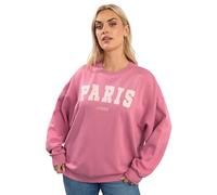 Yours Women's 'Paris' Slogan Sweatshirt in Pink | Size: 22-24 Yours Pink 22-24