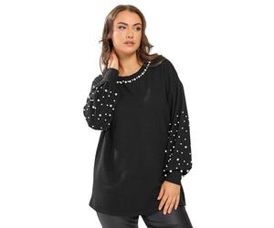 Yours Curve Pearl Embellished Jumper - Women's - Plus Size Curve Black