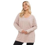Yours Curve Pearl Embellished Soft Touch Jumper - Women's - Plus Size Curve Pink