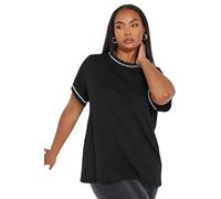 Yours Curve Pearl Trim T-Shirt - Women's - Plus Size Curve Black