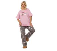 Yours Curve Pink 'Berry Sweet' Wide Leg Pyjama Set - Women's - Plus Size Curve