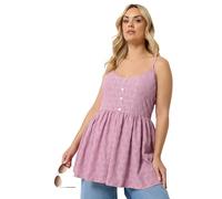 Yours Curve Pink Broderie Anglaise Peplum Top - Women's - Plus Size Curve