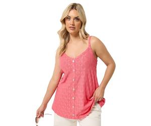 Yours Curve Pink Broderie Anglaise Vest Top - Women's - Plus Size Curve