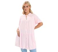Yours Curve Pink Chambray Tiered Smock Shirt - Women's - Plus Size Curve