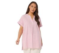 Yours Curve Pink Check Overhead Half Placket Shirt - Women's - Plus Size Curve
