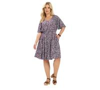 Yours Curve Pink Ditsy Floral Smock Mini Dress - Women's - Plus Size Curve