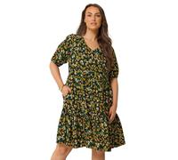 Yours Curve Floral Tiered Mini Smock Dress - Women's - Plus Size Curve
