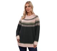 Yours Curve & Pink Fairisle Knitted Jumper - Women's - Plus Size Curve