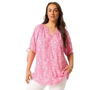 Yours Curve Pink Floral Contrast Trim Blouse - Women's - Plus Size Curve