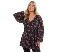 Yours Curve & Pink Floral Mesh Top - Women's - Plus Size Curve