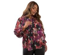 Yours Curve & Pink Floral Metallic Tie Neck Blouse - Women's - Plus Size Curve