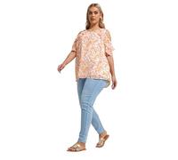 Yours Curve Pink Floral Print Cold Shoulder Frill Blouse - Women's - Plus Size Curve