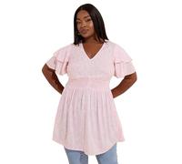 Yours Curve Pink Floral Print Peplum Top - Women's - Plus Size Curve