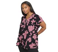 Yours Curve & Pink Floral Textured Pleat Front Top - Women's - Plus Size Curve