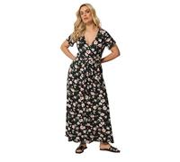 Yours Curve & Pink Floral Wrap Front Dress - Women's - Plus Size Curve