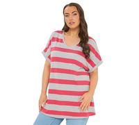Yours Curve Pink & Grey Striped Top - Women's - Plus Size Curve