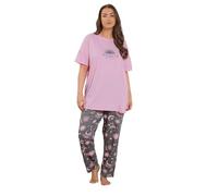 Yours Curve Pink & Grey 'Weekend Dreaming' Pyjama Set - Women's - Plus Size Curve