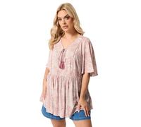 Yours Women's Paisley Tie Detail Top in Light Pink | Size: 26/28
