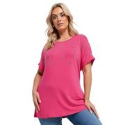 Yours Women's Star Embellished T-Shirt in Bright Pink | Size: 20 Yours Bright Pink 20