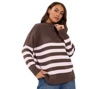 Yours Curve & Pink Stripe Funnel Neck Jumper - Women's - Plus Size Curve