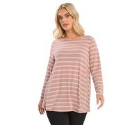 Yours Curve Pink Stripe Ribbed Swing Top - Women's - Plus Size Curve