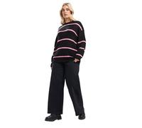 Yours Curve & Pink Stripe Soft Touch Knitted Jumper - Women's - Plus Size Curve