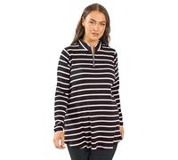 Yours Curve & Pink Stripe Zip Neck Top - Women's - Plus Size Curve