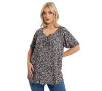 Yours Curve Pink Textured Ditsy Floral Bardot Top - Women's - Plus Size Curve