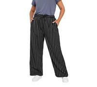 Yours Curve Pinstripe Wide Leg Trousers - Women's - Plus Size Curve Black