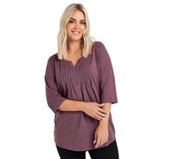 Pintuck Henley 3/4 Sleeve T-Shirt Yours Purple 20