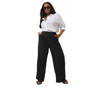 Yours Curve Pleat Front Linen Trousers - Women's - Plus Size Curve Black