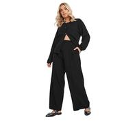 Yours Curve Pleat Front Woven Wide Leg Trousers - Women's - Plus Size Curve Black