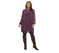 Yours Women's Pleated Floral Mini Dress in Purple | Size: 20