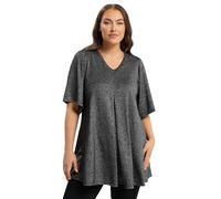 Yours Curve Pleated Metallic Top - Women's - Plus Size Curve Black