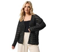 Yours Curve Pointelle Knit Cardigan - Women's - Plus Size Curve Black