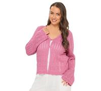 Yours Curve Pointelle Knitted Cardigan - Women's - Plus Size Curve Pink