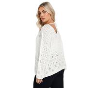 Yours Curve Pointelle Knitted Jumper - Women's - Plus Size Curve White