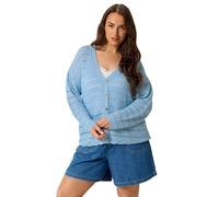 Yours Curve Pointelle Stitch Knitted Cardigan - Women's - Plus Size Curve Blue