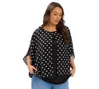 Yours Curve Polka Dot Double Layer Top - Women's - Plus Size Curve Black