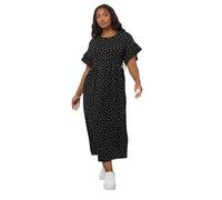 Yours Curve Polka Dot Frill Sleeve Midaxi Dress - Women's - Plus Size Curve Black