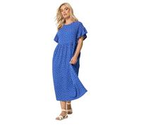 Yours Curve Blue Polka Dot Midi Dress - Women's - Plus Size Curve